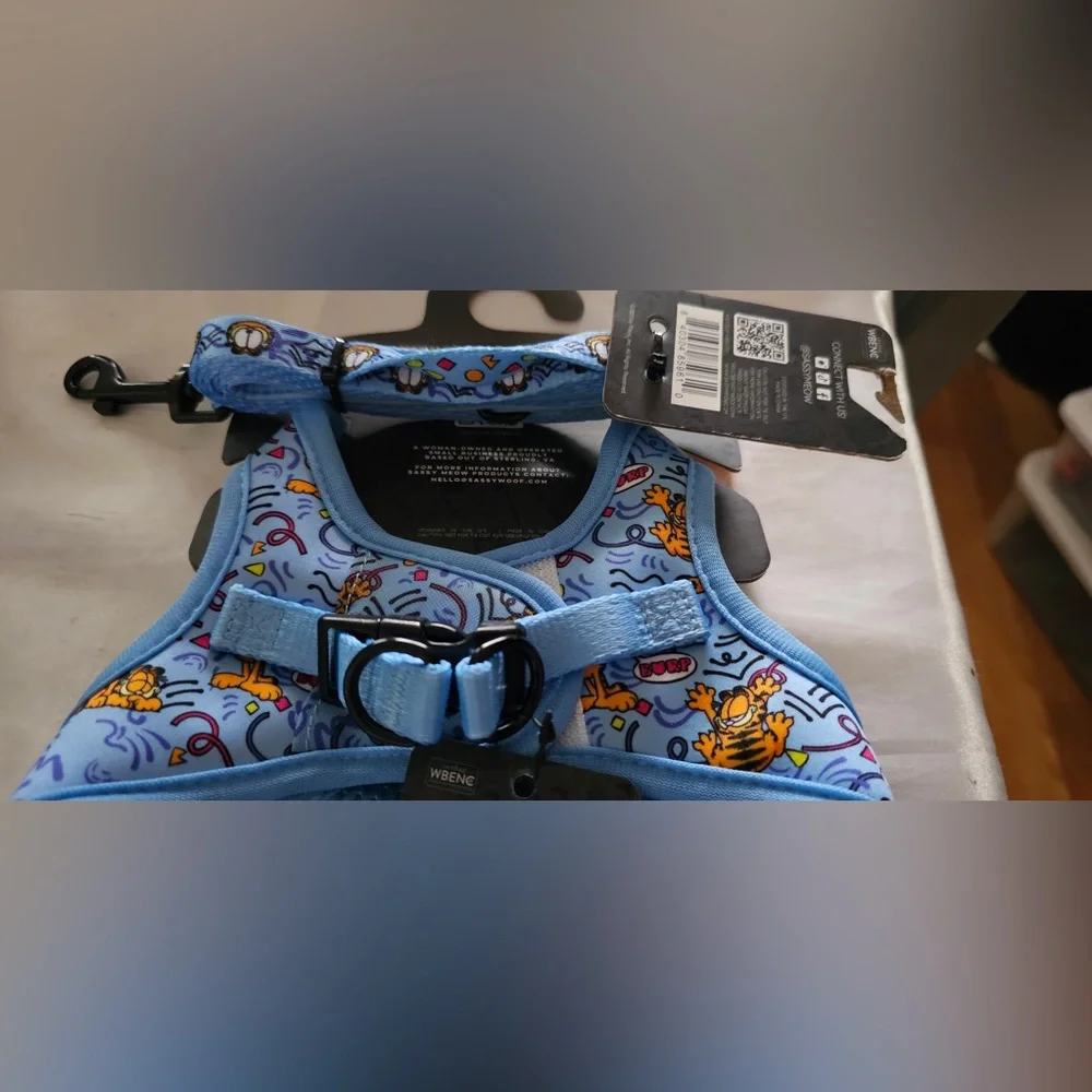 Disney Sassy Meow Blue Garfield Harness, Collar and Leash Set (S)